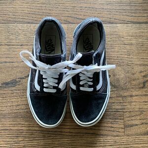 Vans black suede lace up sneakers with white stripe skater style sneakers